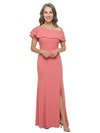 ChicSew Modern Ruffled Asymmetrical Neckline Jersey Mother Of The Bride Gown Floor Length Sheath Dress