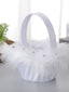 Small Wedding  Flower Basket Lace Bow Knot Bridal Flower Girl Flower Basket, HL-5672