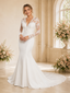 ChicSew Beautiful V-Neck Long Sleeve Crepe Mermaid Foor-Length Wedding Dress