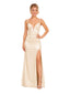 ChicSew V-Neck Spaghetti Straps Ruched Mermaid Floor Length Satin Bridesmaid Dresses