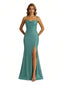 Shiny Spaghetti Straps Mermaid Glitter Jersey Long Formal Dresses For Women