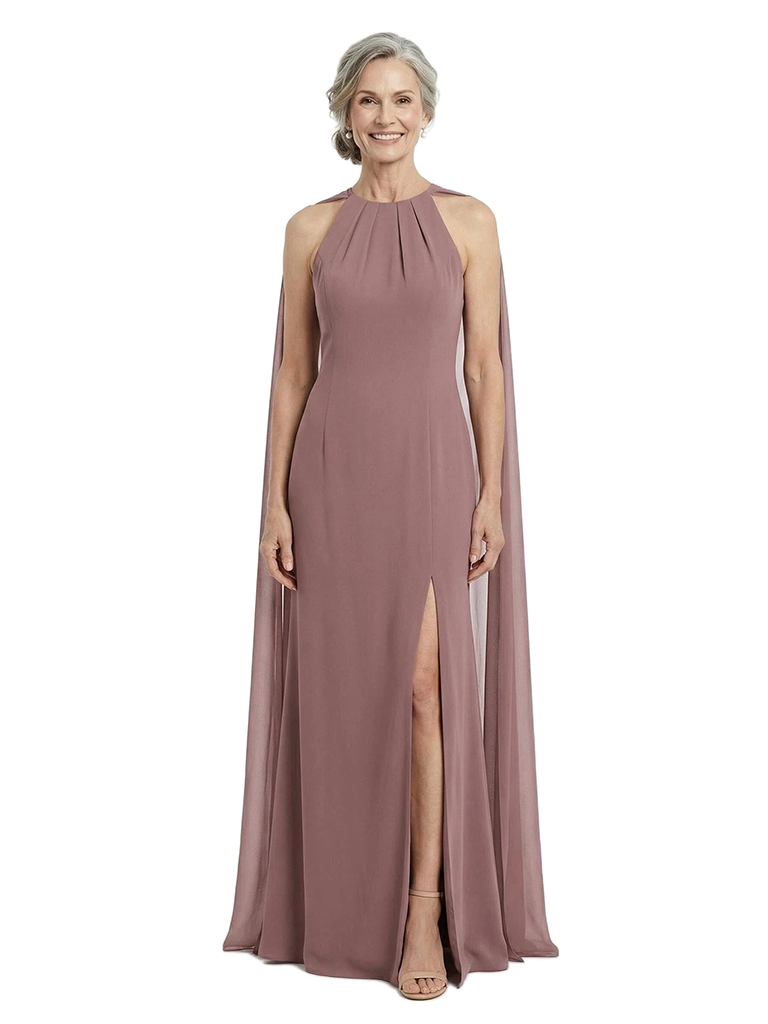 ChicSew Halter Floor Length Chiffon Mermaid Side Slit Mom Of The Groom Dresses