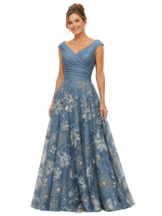 ChicSew Beautiful A-Line Tulle Ruched Floor-Length Mother Of The Bride Dresses