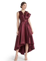 Chicsew Elegant Mother of The Bride Dress V-Neck Satin High-Low A-Line Gown