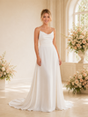 ChicSew Beautiful Spaghetti Straps Satin A-Line Floor-Length Wedding Dress With Train