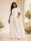 ChicSew Elegant Unique Cape Sleeve Floor-Length Wedding Jumpsuit With Pocket