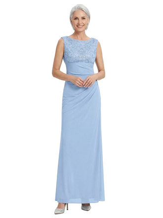 ChicSew Scoop Trendy Chiffon Sheath Mother Of The Groom Gown With Lace Bodice