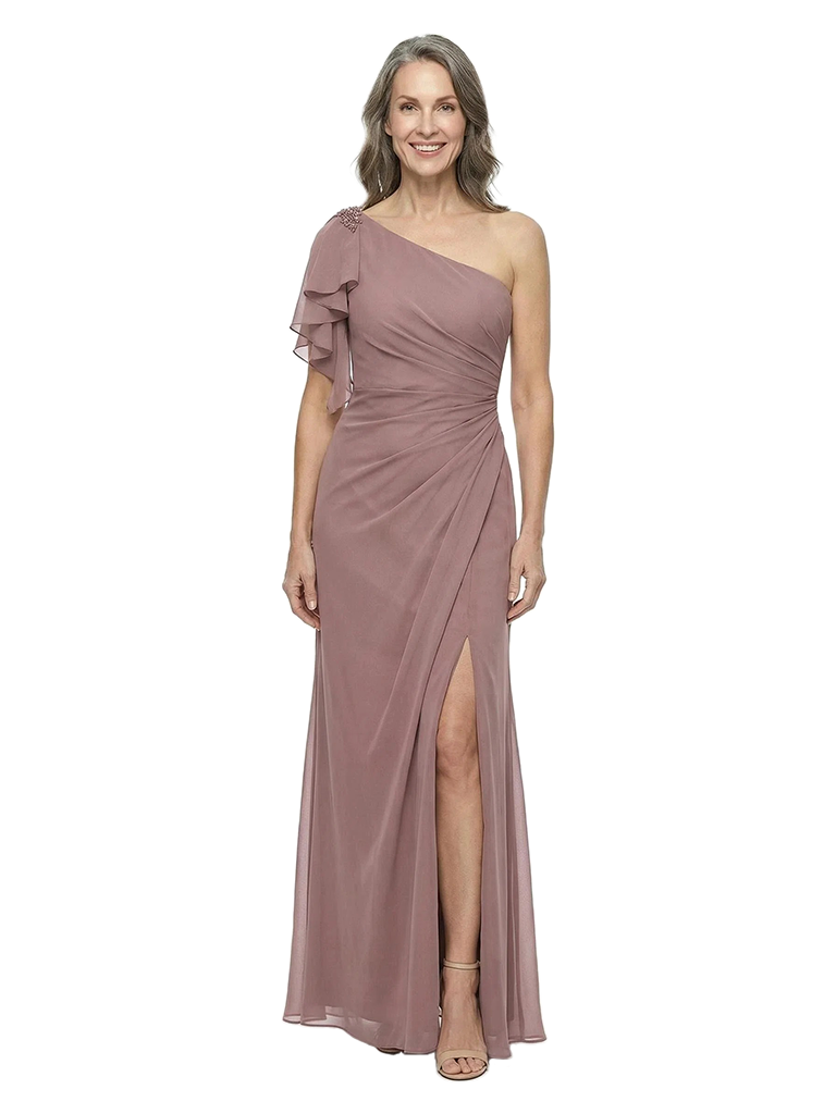 ChicSew Asymmetric One Shoulder Ruched Chiffon Mermaid Mother Of The Bride Dresses Slit