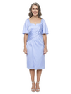 ChicSew Elegant Square Neck Mother Of The Groom Dresses Flutter Sleeve Satin Sheath Tea Length