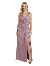 Chicsew Spaghetti Straps Side Slit Ruched Satin A-Line Mother Of The Bride Dresses