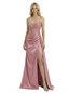 Elegant Spaghetti Straps V-Neck Side Slit Boning Mermaid Formal Gown Floor-Length Prom Dress