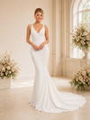 ChicSew Classy V-Neck Spaghetti Straps Crepe Mermaid Floor-Length Wedding Dress