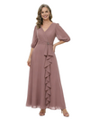 ChicSew Pretty A-Line V-Neck Chiffon Long Mother Of The Bride Dresses With Ruffle