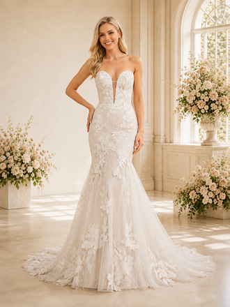 ChicSew Morden Sweetheart Strapless Lace Tulle Mermaid Maxi Wedding Dresses