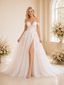 ChicSew Sexy Off The Shoulder A-Line Side Slit Lace Tulle Maxi Long Wedding Dresses
