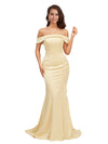 Elegant Off The Shoulder Soft Satin Simple Mermaid Long Bridesmaid Dresses Online