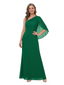Chicsew One Shoulder Cape Sleeve Chiffon Long Mother of The Groom Dresses