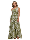 Chicsew Elegant Floral One Shoulder Ruched A-Line Floor-Length Mother of The Bride Dresses