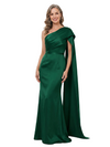 ChicSew One Shoulder Draped Cape Mermaid Satin Long Mother Of The Groom Gowns Sexy Unique Design