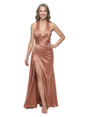 ChicSew Halter Deep V-Neck Pleated Satin Floor-Length Mother of the Bride Dress