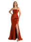 Elegant Sweetheart Strapless Silky Satin Side Split Mermaid Long Bridesmaid Dresses