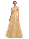 ChicSew Beautiful Cap Sleeve V-Neck Lace Applique Tulle A-Line Gown For Mother Of The Groom