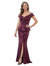 ChicSew Off The Shoulder Beaded Satin Mermaid Floor-Length Mother of the Bride Dress