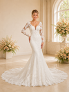 ChicSew Fancy V-Neck Long Sleeves Lace Tulle Mermaid Long Wedding Dresses