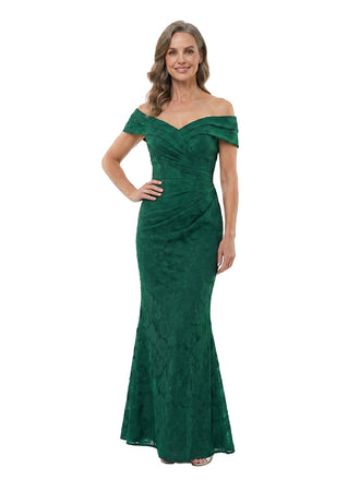 ChicSew Floral Burnout Chiffon Classy Off Shoulder Mermaid Floor Length Mother Of The Bride Gown