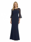 Chicsew Pretty Mother of The Groom Dress Jewel 3/4 Sleeves Maxi Mermaid Crepe Timeless Simple Formal Evening Dress
