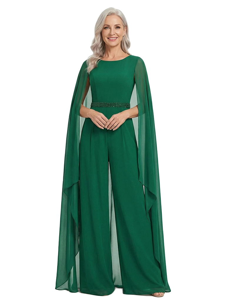 ChicSew Scoop Cape Sleeves Jumpsuit Fancy Mother of the Bride Dresses