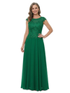 ChicSew Jewel Cap Sleeves Lace Appliques Floor Length Chiffon Sophisticated Mother Of The Bride And Groom Dresses