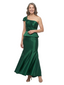 ChicSew One Shoulder Bow Detail Satin Peplum Mermaid Ankle Length Formal Mother of the Bride Dress