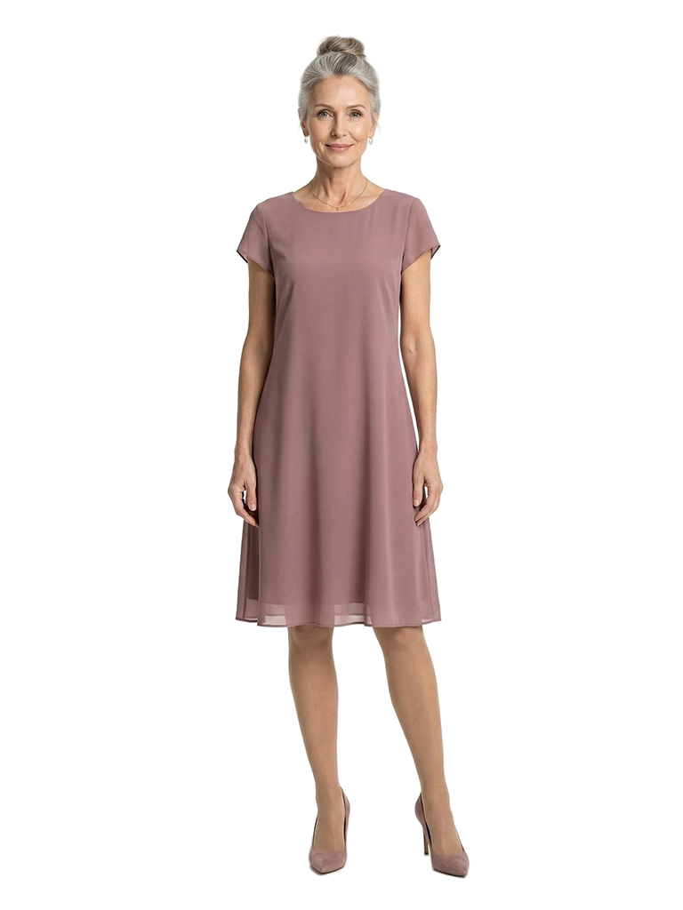 ChicSew Jewel Short Sleeves Knee Length Chiffon A-Line Mom Of The Groom Dresses