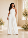 ChicSew Modern Simple Halter Straps Chiffon Floor-Length Wedding Jumpsuit
