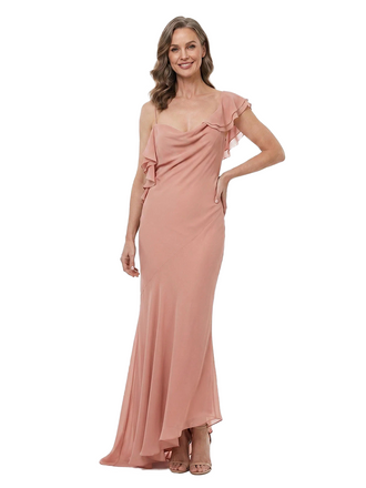 ChicSew Ruffled Chiffon Asymmetrical Straps Mother Of The Groom Dresses High Low Mermaid Silhouette