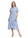 ChicSew Classy Flutter Sleeve V-Neck Chiffon Midi Mother Of The Groom Dress With Ruffle