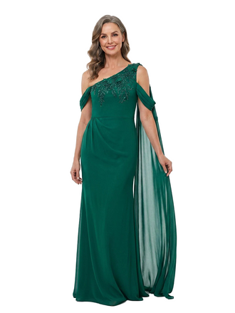 ChicSew Asymmetrical Straps Beaded Lace Sheath Chiffon Long Mother Of The Groom Gowns Luxury Exquisite