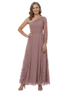 ChicSew Fancy One Shoulder Chiffon Evening Dresses For Mother Of The Bride With Floral Lace Embellishment