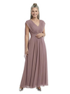 ChicSew Trendy Ruched V-Neck Mother Of The Bride Wedding Dress With Long Back Cape Sleeves Chiffon A-Line Formal Gown
