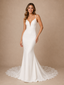 ChicSew Sexy Mermaid Spaghetti Straps Sleeveless Satin Long Wedding Dresses With Lace Train