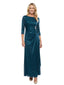 Mother Of The Groom 3/4 Sleeves Ruched Satin Maxi Wedding Guest Dresses