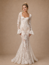 ChicSew Sexy Modern Mermaid Lace Tulle Long Sleeves Maxi Wedding Dress