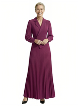 Chicsew Mother of The Bride Dress Blazer Neck Long Sleeve Pleated Crepe Maxi Gown Classy Elegant Design