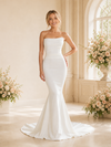 ChicSew Modern Strapless Sleeveless Crepe Long Mermaid Wedding Dress