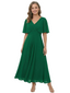 ChicSew V-Neck Flutter Sleeve A-Line Tea Length Chiffon Fancy Mother of the Bride Dresses