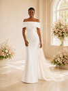 ChicSew Modern Unique Off The Shoulder Satin Mermaid Floor-Length Wedding Dress