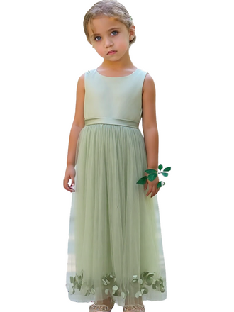 Beautiful Spaghetti Straps Flower Girl Dress A-Line Tulle Gown For Weddings Special Occasions