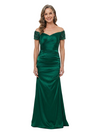 ChicSew Off The Shoulder Ruched Satin Mermaid With Beaded Short Sleeve Mother of the Bride Dress