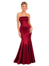ChicSew Sexy Strapless Soft Satin Mermaid Long Bridesmaid Dress For Glamorous Wedding Receptions
